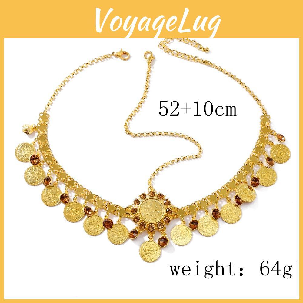 Fashion Gemstone Simulation Decoration Circular Tassel Design Gold Headwear