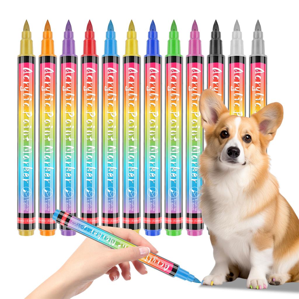 6pcs Pet Nail Polish Pens Quick Drying Safe Smellless Painting Pen for Stylish Dog Nail Art for Home and Pet Salons