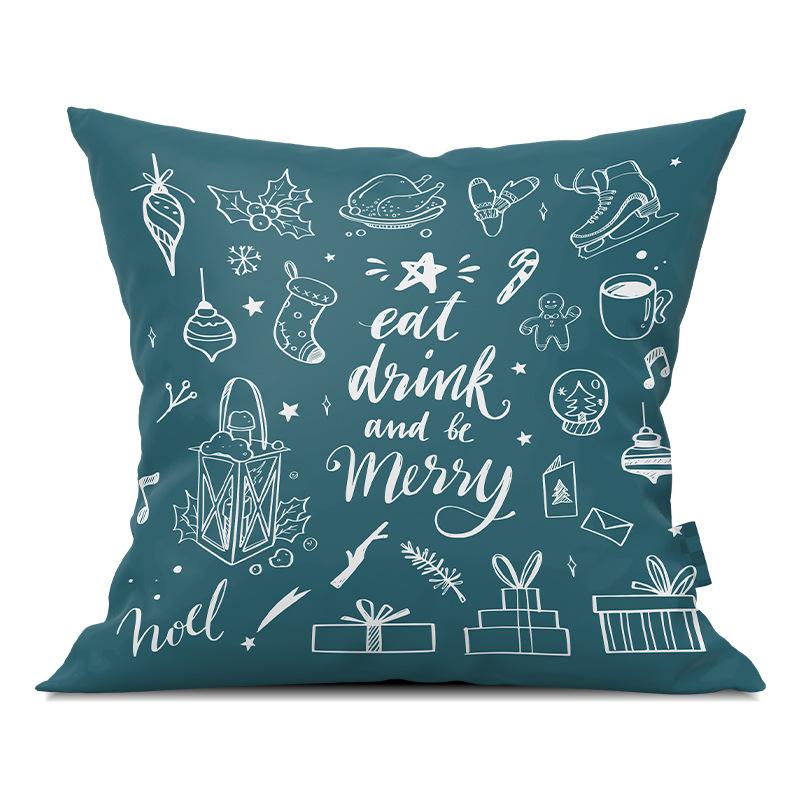 Merry Christmas Pillowcase Cartoon Printing Office Sofa Lumbar Pillow Cover for Home
