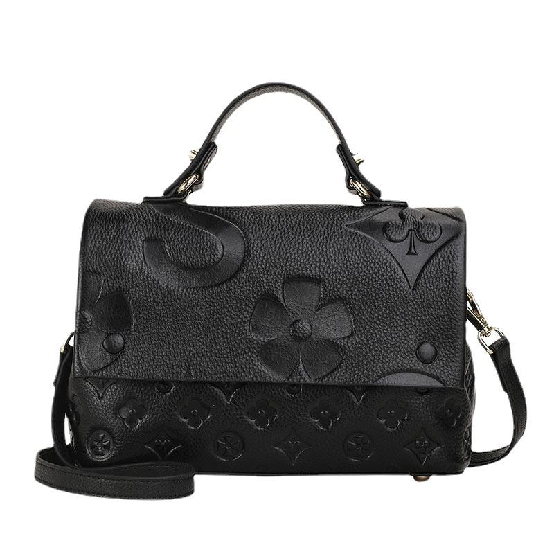 

Сумка из коровьей кожи первого слоя. Новая модная и универсальная женская сумка. Сумка через плечо из натуральной кожи. чёрный