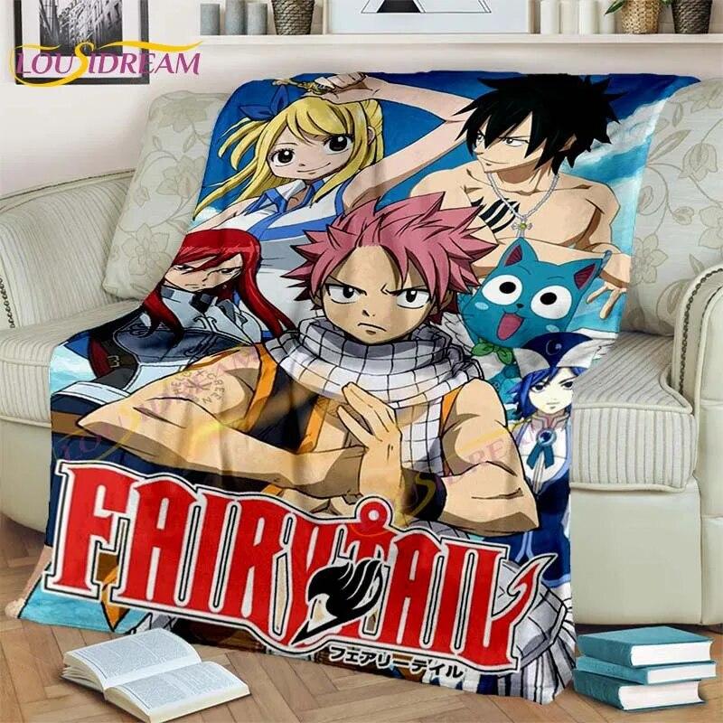 Fairy Tail Blanket Anime Blanket Natsu Blanket 3D Cartoon Covered Blanket Flannel for Bedding Children Room Decor Warm Blanket