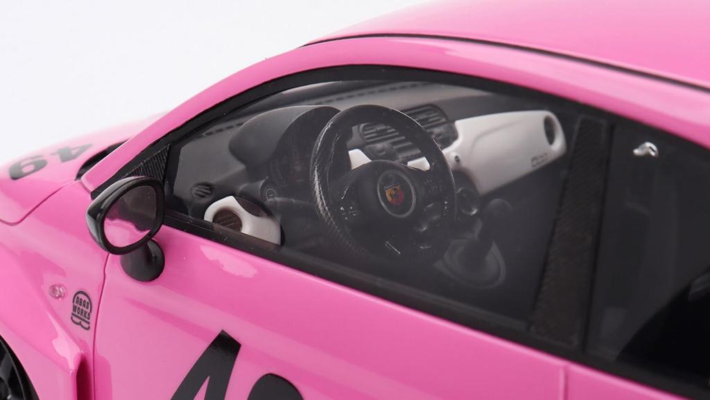 TOP SPEED Scale Abarth 595 X Abarth Works Pink Finished Model TS0607 1/18 LB-WORKS