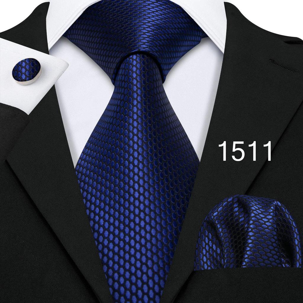 Barry.Wang Necktie Hankerchief Cufflinks Set Violet Paisley Tie Jacquard Woven Wedding