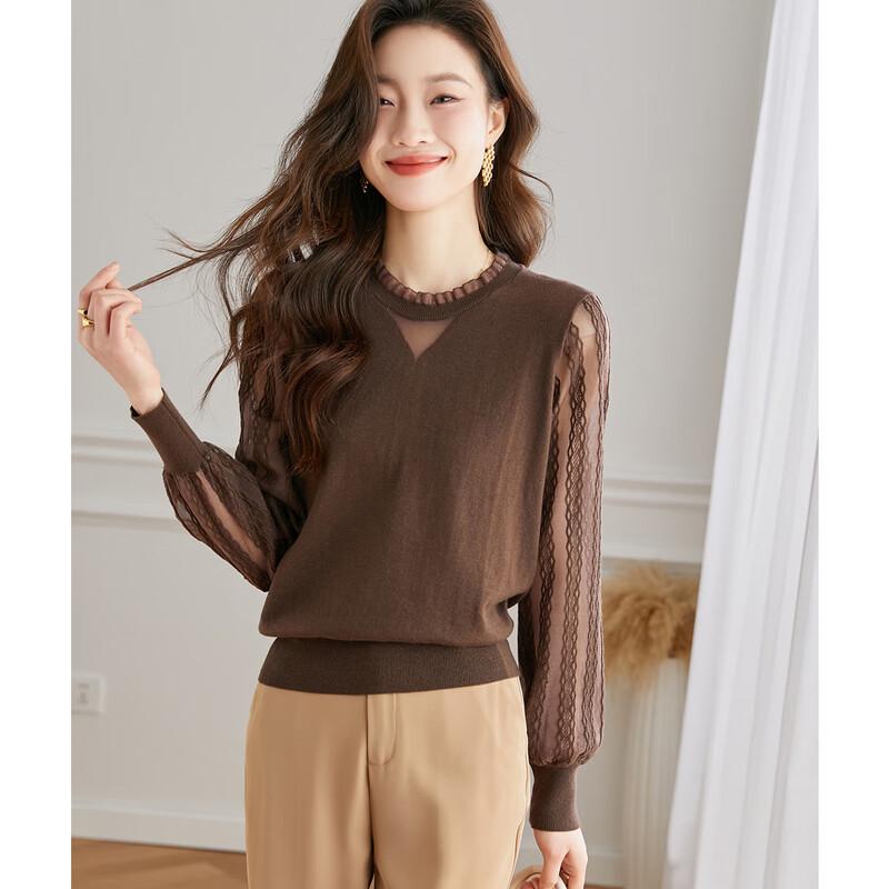 

Women s Lace Patchwork Wool Blend Knit Top M