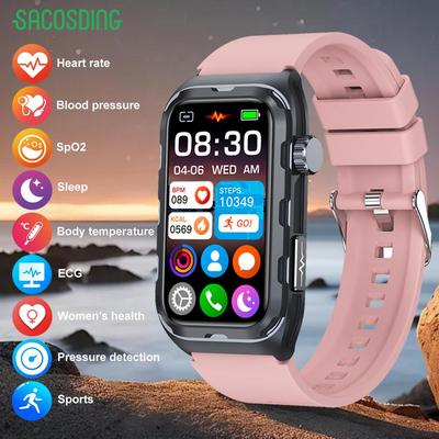 SACOSDING Smartwatch Męski Monitor Zdrowia EKG Sportowy Zegarek Fitnessowy Wodoodporny Smartwatch Kompatybilny z OPPO VIVO