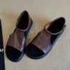 Women Open Toe Flat Sandals 2025 Summer New Retro Soft Leather Comfortable Soft Sole Versatile Women's Rome Shoes