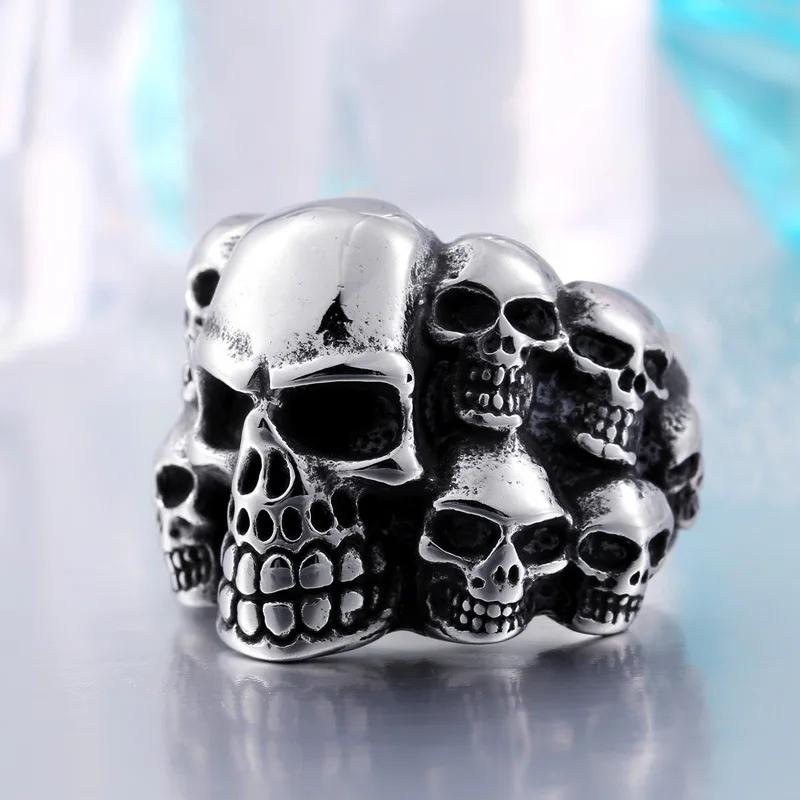 Anelli a Teschio Gotici Multistile per Uomo Acciaio Inossidabile Biker Motociclista Gioielli Anello Festa di Halloween Dropshipping