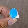 Blue Chalcedony Genstone Handmade 925 Sterling Silver Jewelry Ring Size 8 KKG-540