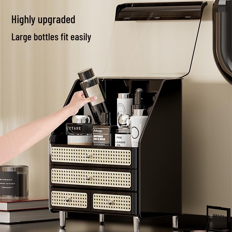 Deluxe Cosmetic Storage Box with Lid: Dustproof, Moisture-proof, Drawer-style Makeup Organizer for Lipsticks