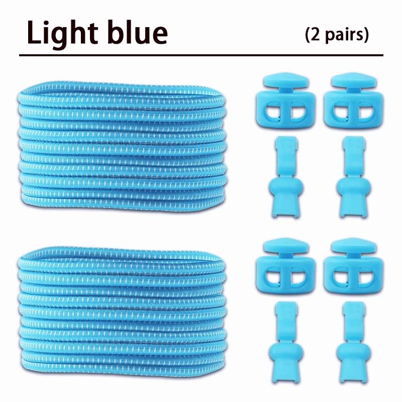 2 Pair round Elastic Shoelaces for Kids & Adults No-Tie Lock Shoelace Sneakers Quick-Lock Shoe Laces Accessory Pack