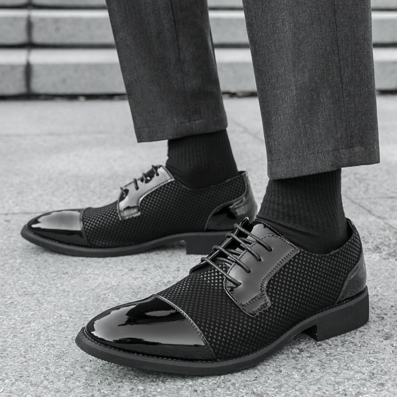 Fashion High End Brand Men's Shiny Leather Shoes Luxury Office Business Formal Shoes Massage Sole Comfortable Men's Driving Shoes