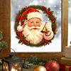 Christmas Wreath, Santa Claus Static Window Sticker, No Glue, Safe for Glass, for Living Room Windows
