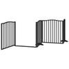 4 Piece Foldable Black Dog Gate 320 cm Poplar Wood