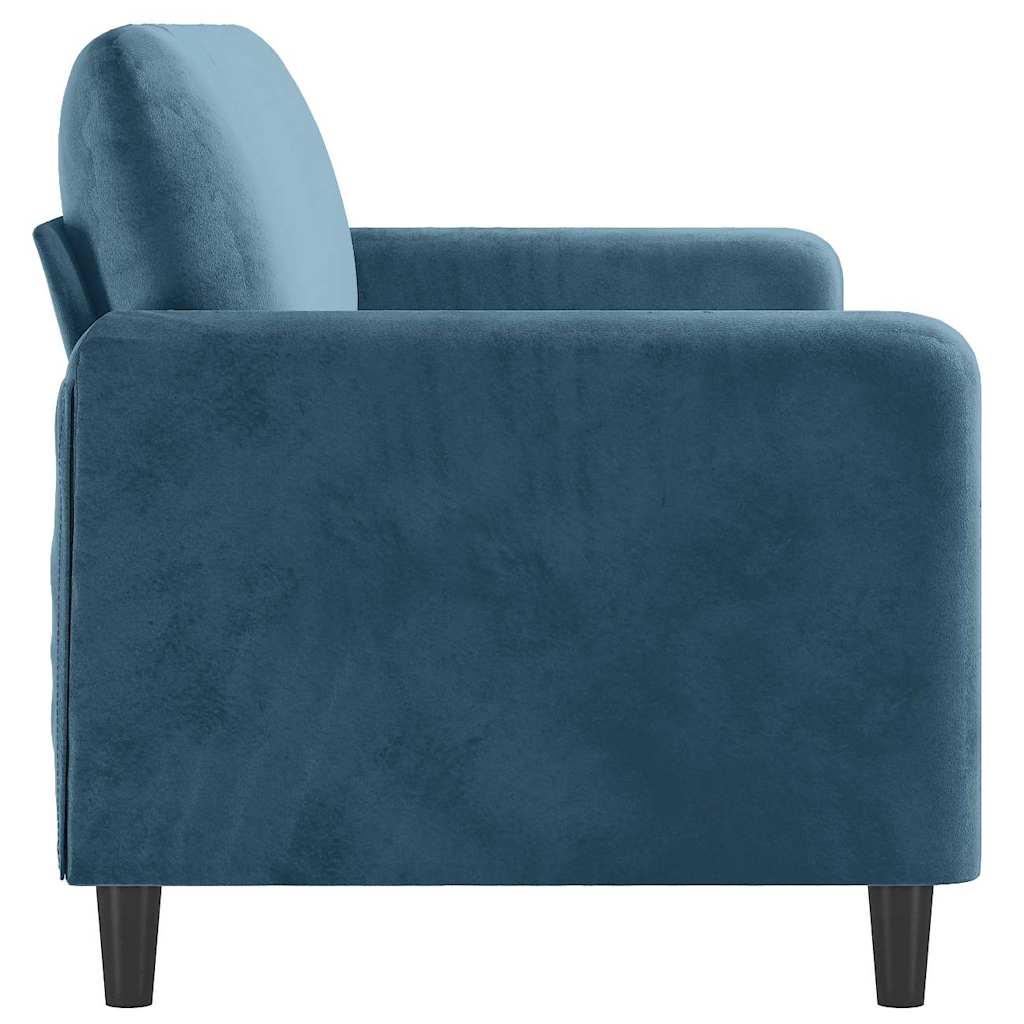 Vidaxl 3-Seater Sofa, Blue, 180 Cm, Upholstered In Velvet