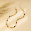 Color water drop necklace Fashion high-end light luxury temperament Clavicle chain Exquisite and elegant banquet accessories