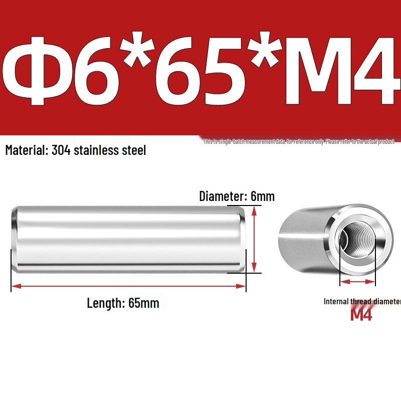 Pin Cilindric din Oțel Inoxidabil 304 cu Filet Interior M4/M6/M8 și Orificiu - Coloană de Suport și Ghidare