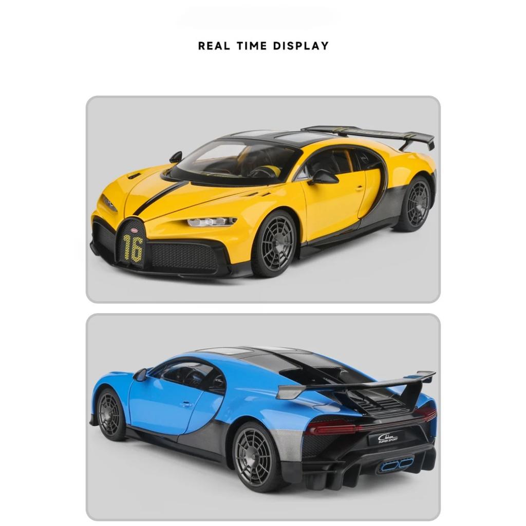 Modellino Auto Giocattolo in Lega Bugatti Chiron Supercar 1/18 Die-cast Metallico Colata Suono e Luci Giocattoli Auto per Bambini Veicolo