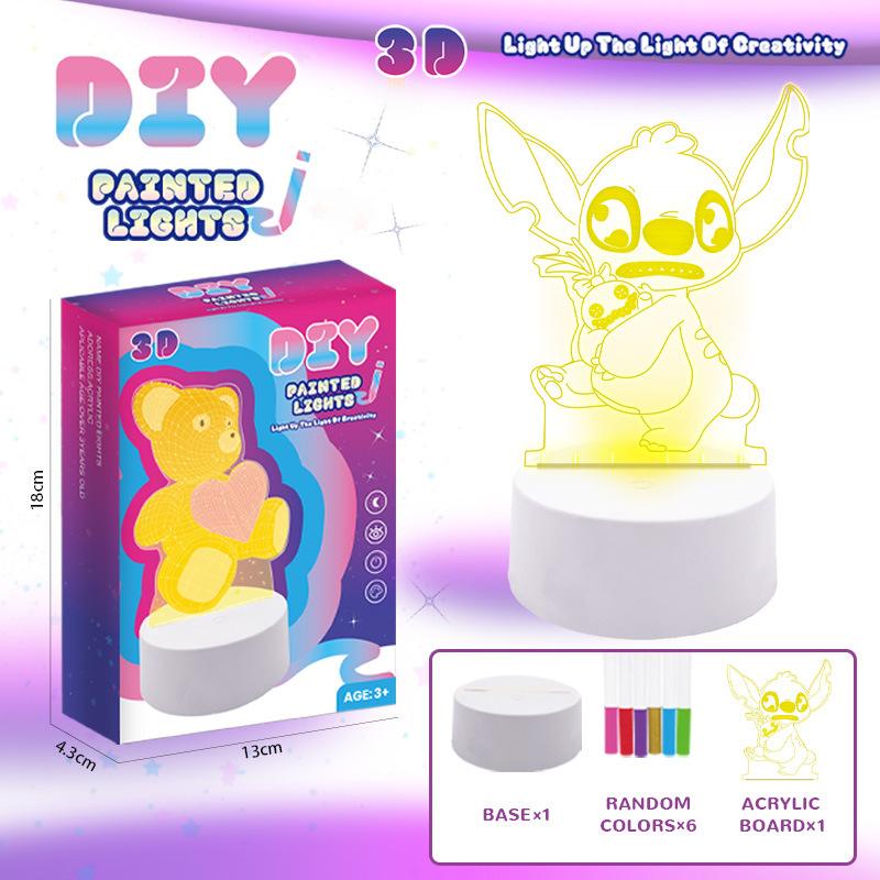 

3D расписной ночник креативный сделай сам граффити ручной работы светящийся трехцветный светильник импортная торговля праздничные игрушки подарки 20.65 жёлтый