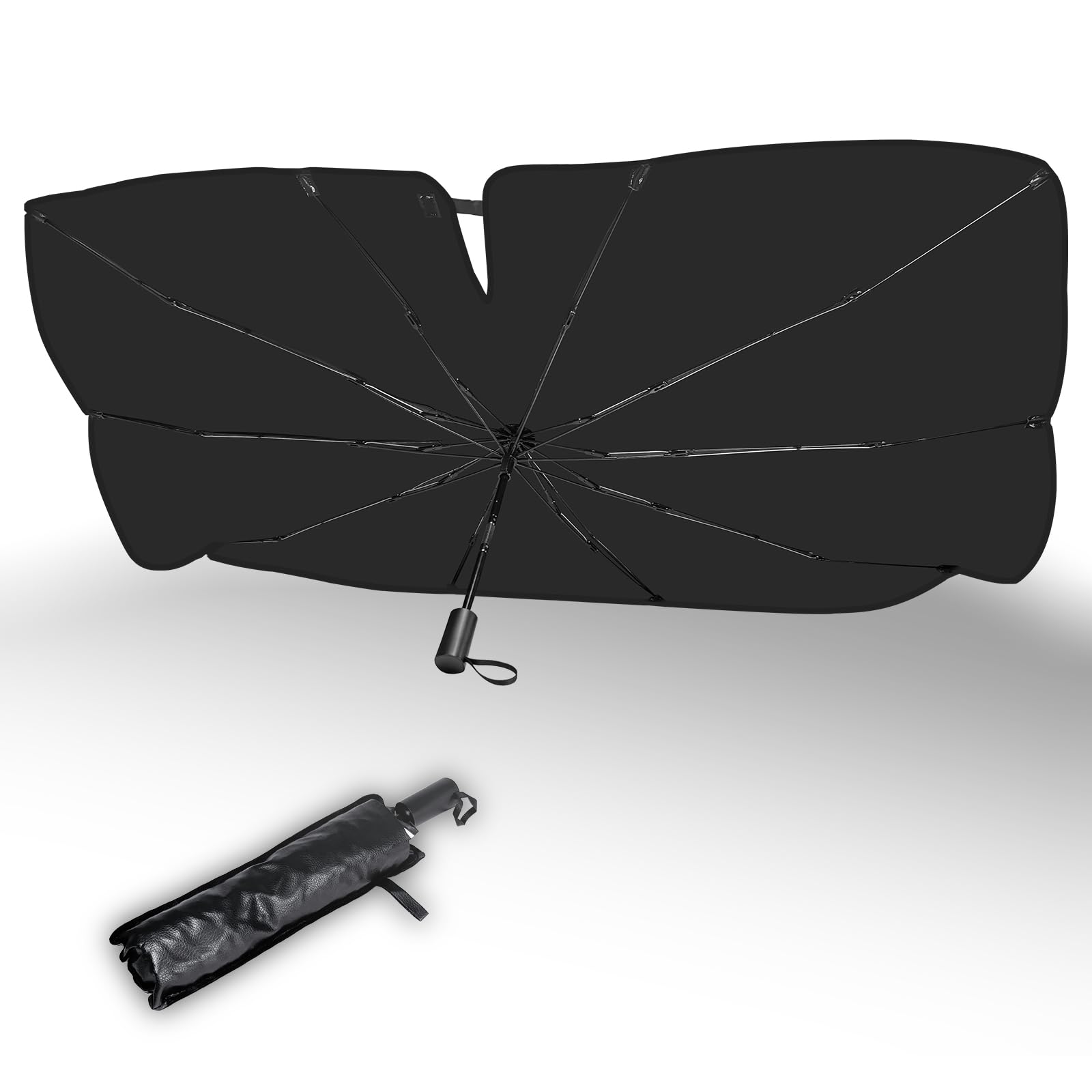 

Car Front Sunshade with Bendable Center Sun Light Heat Rearview Mirror Compatible with All Sun Car Easy Storage Pouch Included 138 x 78 Sunshade,