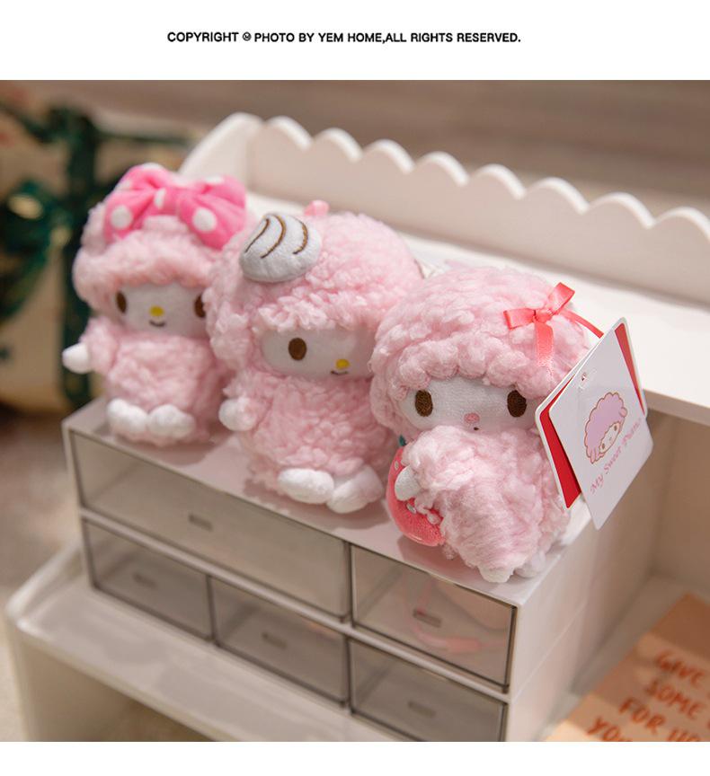 Sanrio Little Sheep Plush Coin Purse with Strawberry Charm & Bow