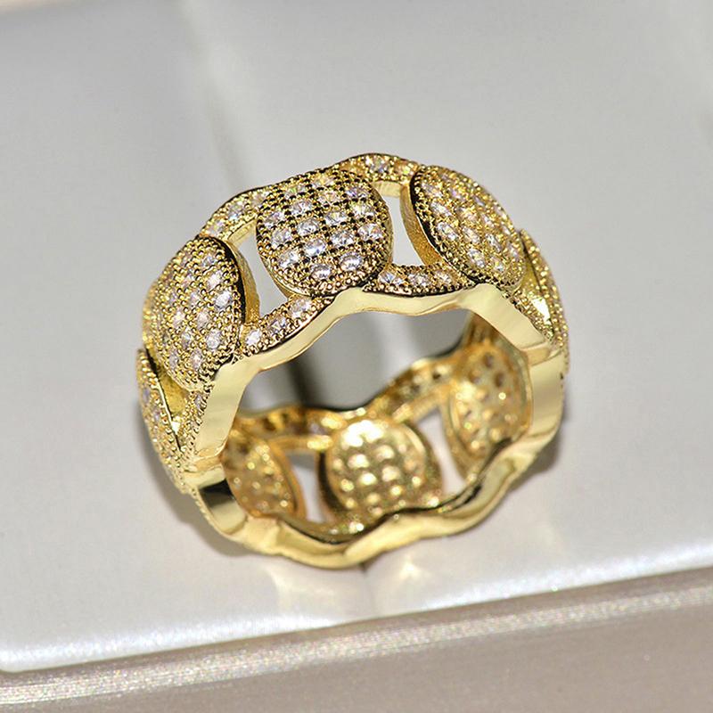 Huitan Gorgeous Micro Pave Zirconia Finger Ring Female Fashion Luxury CopperColor/Gold Color Jewelry Women Wedding Accessories