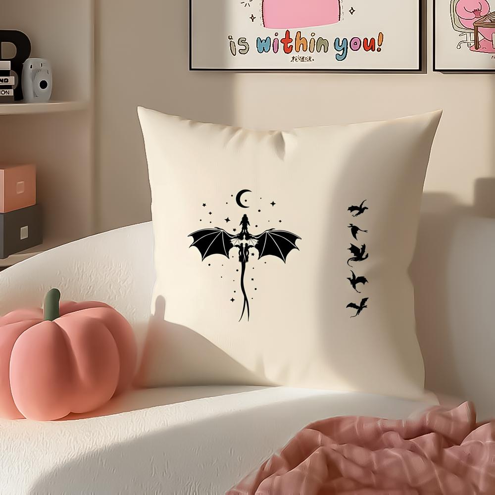 Epic Fantasy Fictional FFourth WWing Dragon Cushion Cover Pillowcase Short Plush Invisible Zipper Room Sofa Cushion Cover