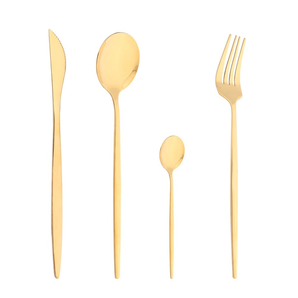 

Набор столовых приборов в стиле вестерн из 4 предметов, мятно-золотой набор посуды, столовая посуда из нержавеющей стали, обеденные ложки, вилка, набор ножей, полные столовые приборы золотой