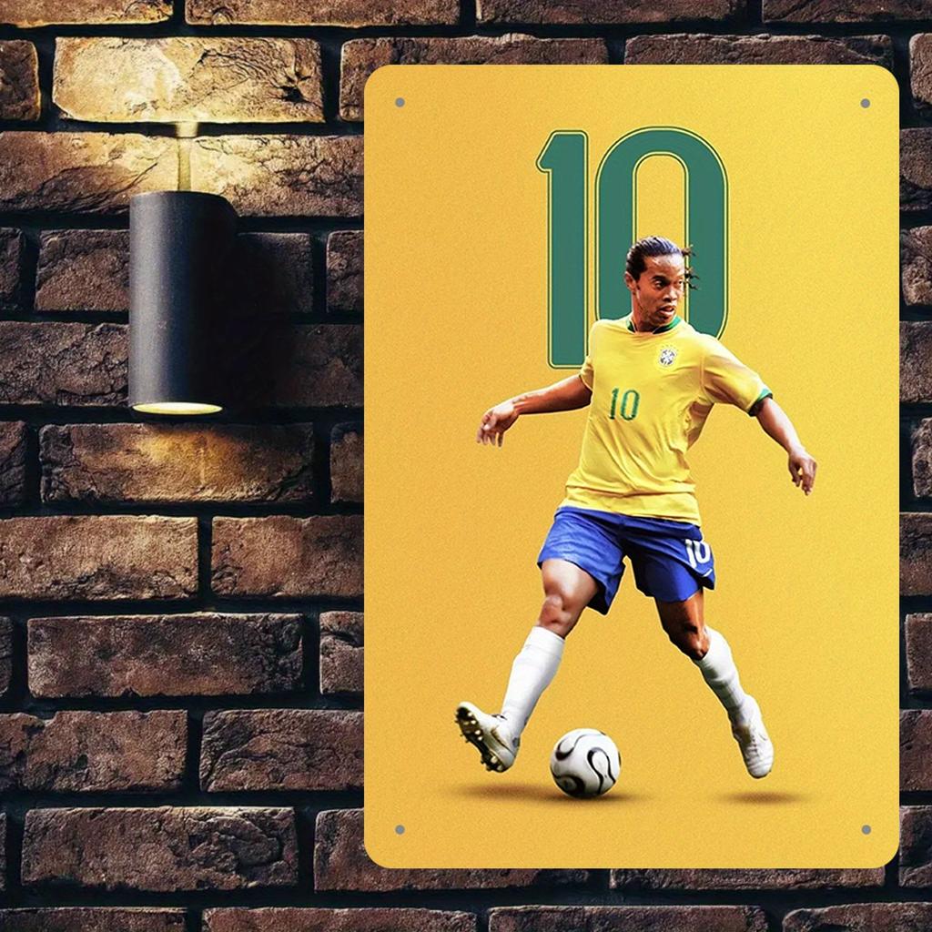 Iron Metal Sign Football Player Number Foil Engraving Durable Wall Art Suitable for MenS Lounge Bar Home Office Res