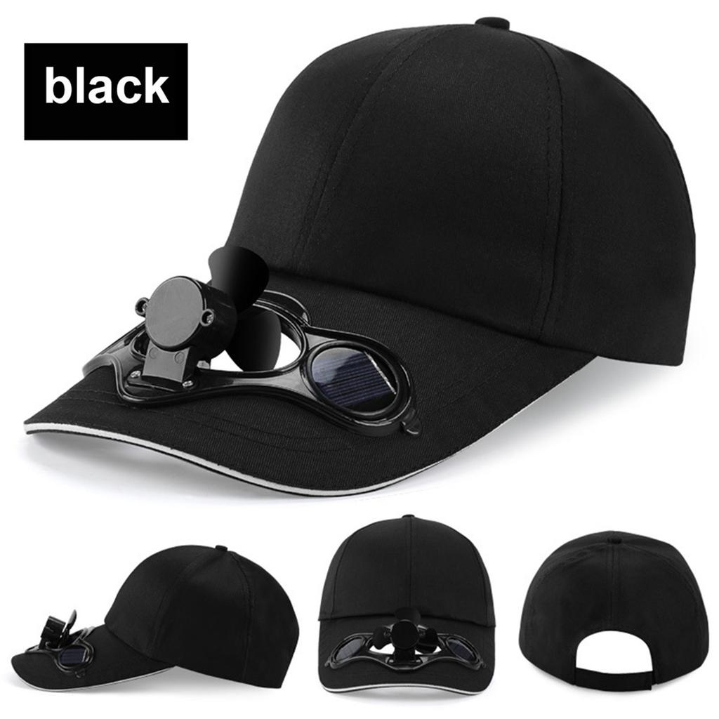 Solar Powered Fan Baseball Cap for Outdoor Activities with Adjustable Strap and PVC Blades