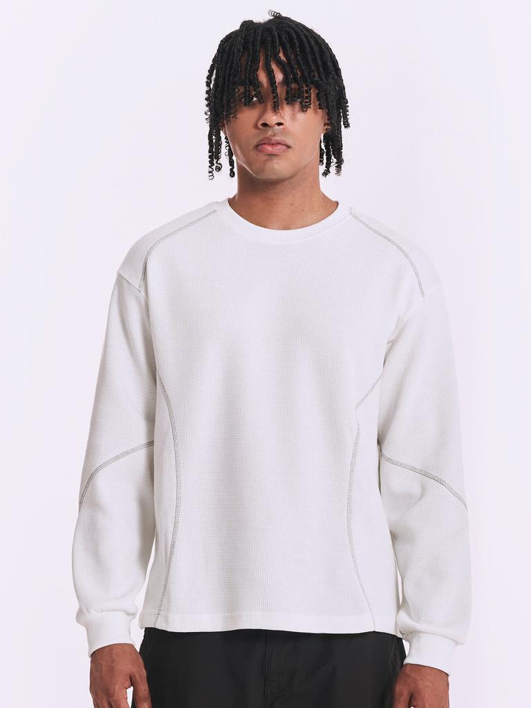 HERVINO Waffle Stitch Long Sleeve [Ivory]