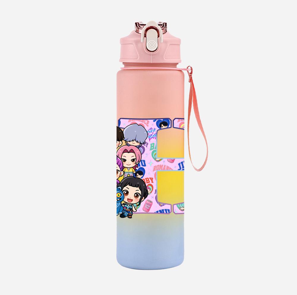 26 English Letter K-Pop Demon Hunters Printed 750Ml Water Bottle Large Capacity Drinking Cup Portable Children Outdoor Sports Water Cup