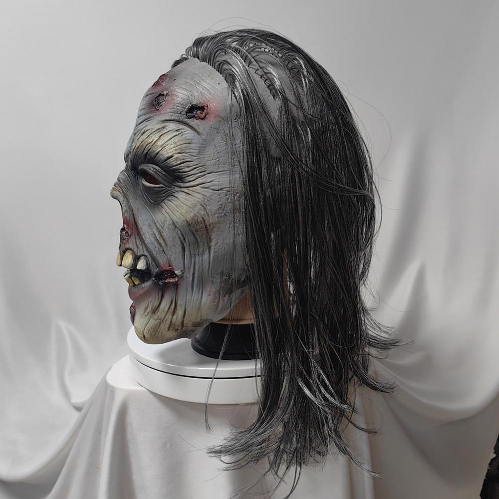 Horror Latex Zombie Maske Mit Weißen Haaren Für Halloween Kostüm Und Spukhaus Dekoration