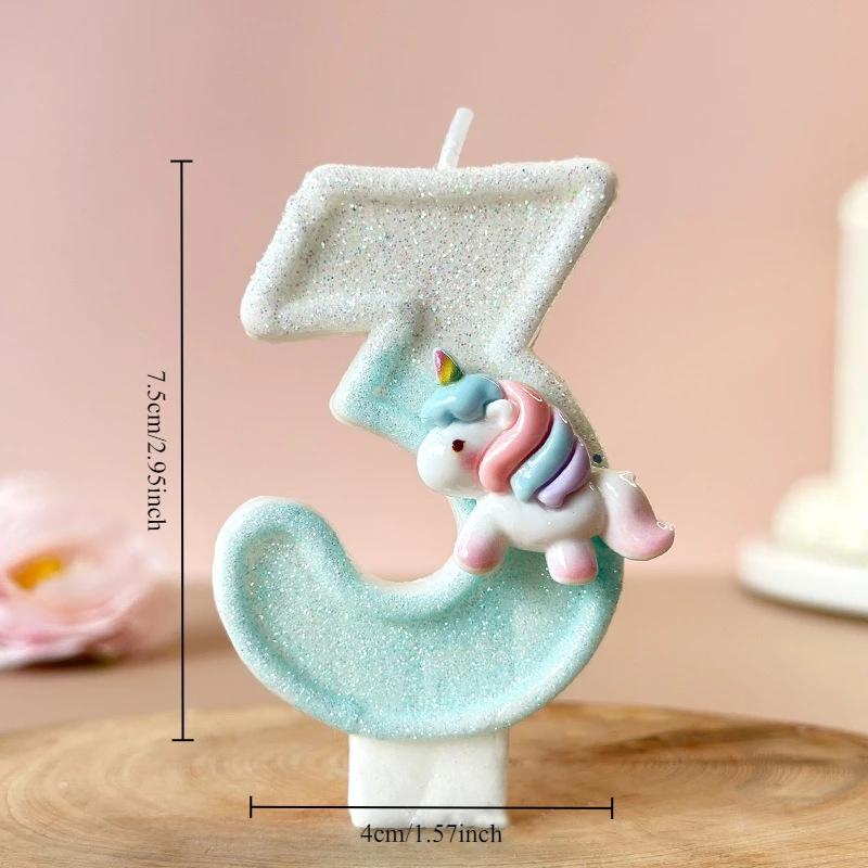 

Cartoon Unicorn Digital Candle Birthday Candle Party Festival Cake Decoration Atmosphere Props
