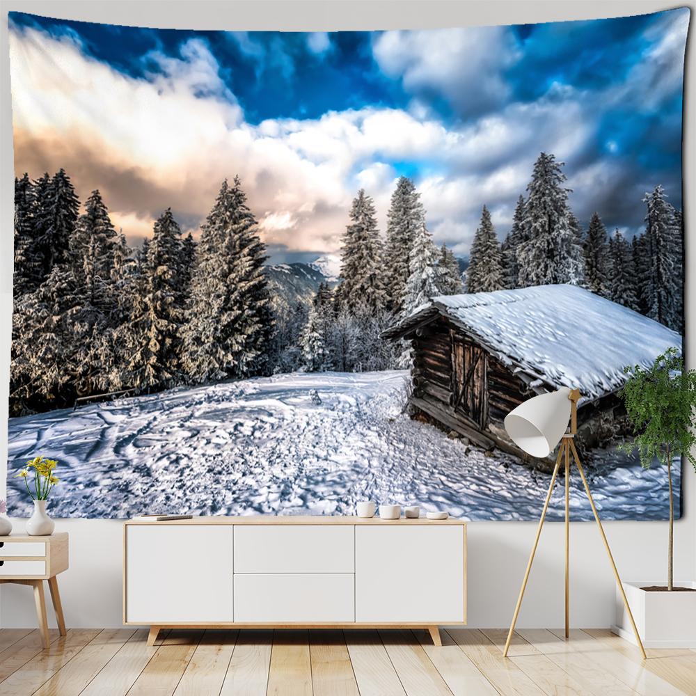 Forest Snow Tapestry Wall Hanging Christmas Gift New Year Witchcraft Landscape Room Home Decor