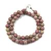 8mm Natural Pink Rhodonite Gemstone Round Beads Adjustable Necklace 17-20" Handmade Beads Necklace For Anniversary Gift 8BN-36