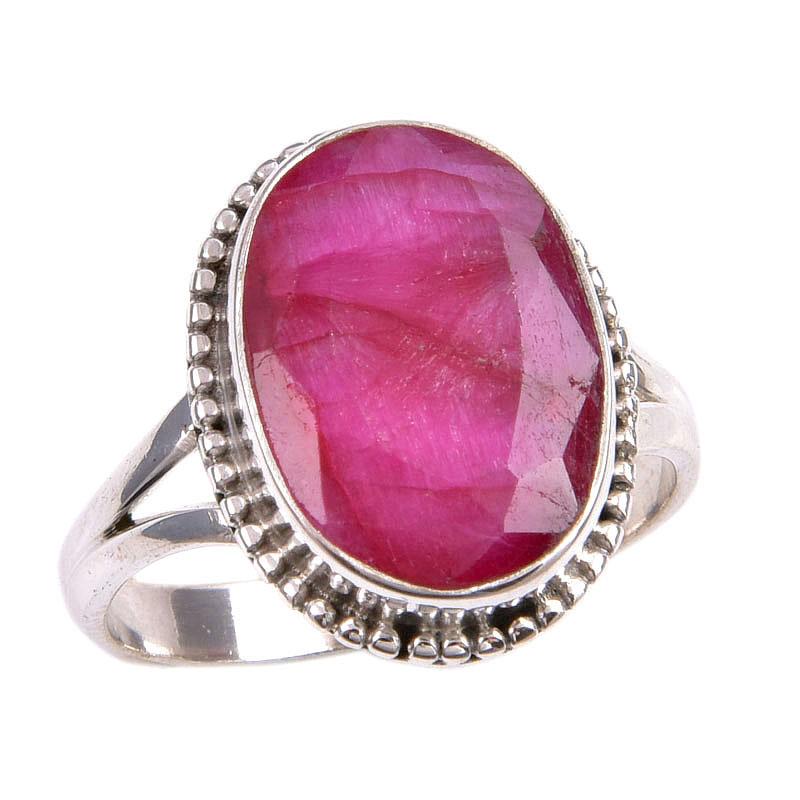 Red Ruby(Simulated) Gemstone Handmade 925 Sterling Silver Jewelry Ring S.9 A6N09