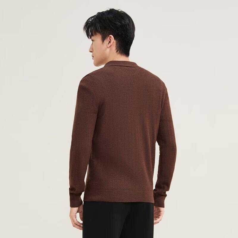 Qipai Men's Wool Blend Herringbone Quarter-Zip Polo Sweater
