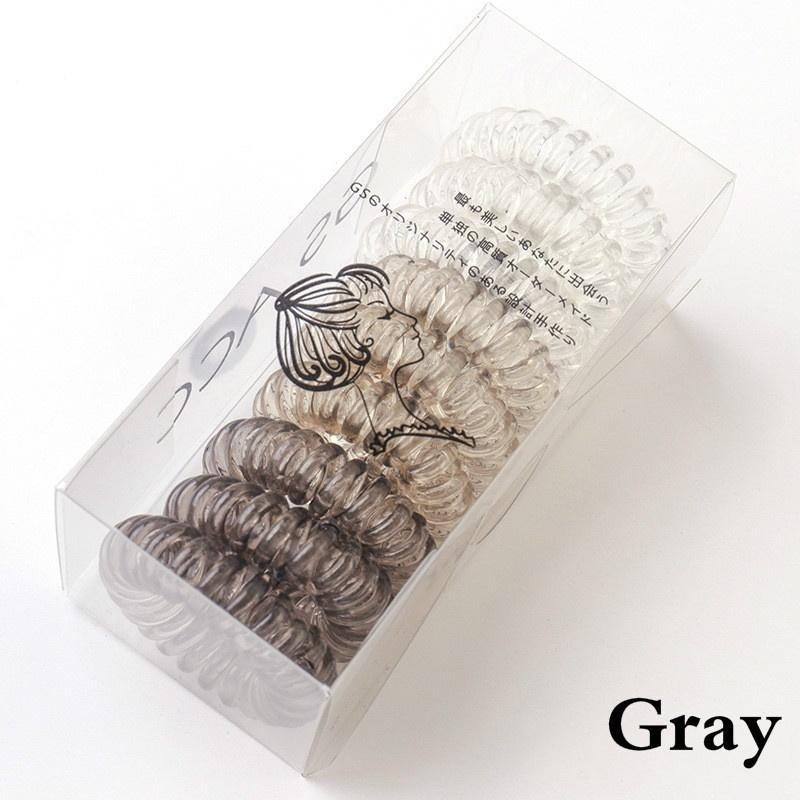 9pcs/box Telephone Cord Wire Hair Ties Colorful Elastic TPU Spiral Coil Scrunchies Hair Ring Band