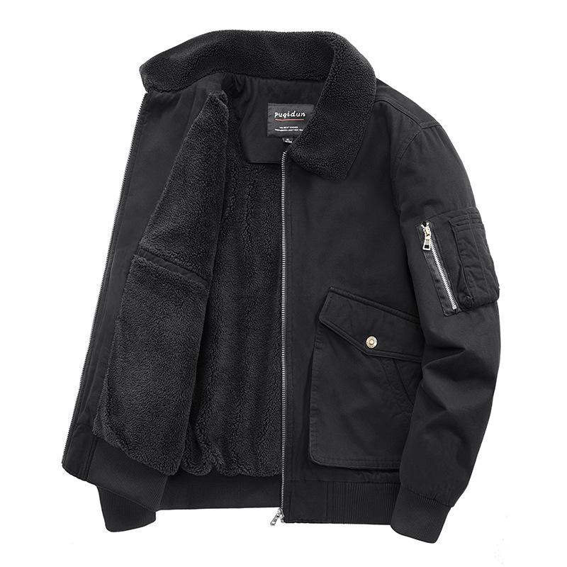 Cappotto invernale da uomo in pile di agnello imbottito in cotone Cappotto casual foderato in pile Cappotto spesso imbottito in cotone Cappotto imbottito in cotone largo con colletto in lana