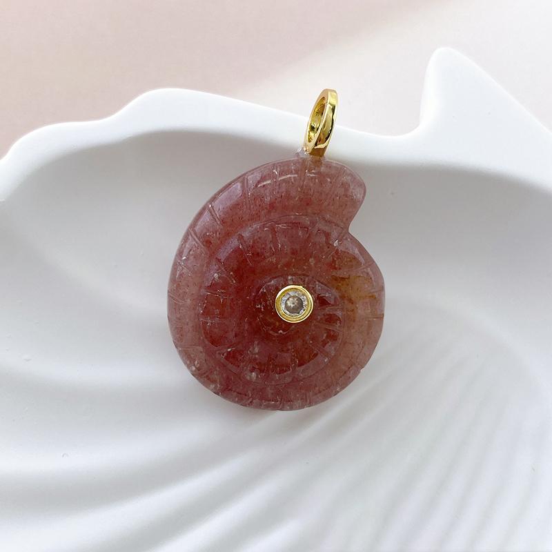 Snail Shell Shaped Carved Natural Crystal Stones With Zircon Amethyst Quartz Tiger Eye Gemstone For Diy Necklace Pendant