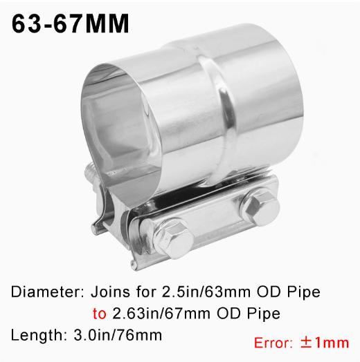 1PCS Exhaust Pipe Clamp Butt Joint Band Clamp Connector SUS Sleeve Coupler for Car Exhaust System Connection Muffler Repair