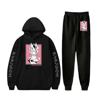 Ironmouse Niedliche 2D Hoodies Sweatshirts+Freizeithose Sportanzug Herren- und Damen-Sets