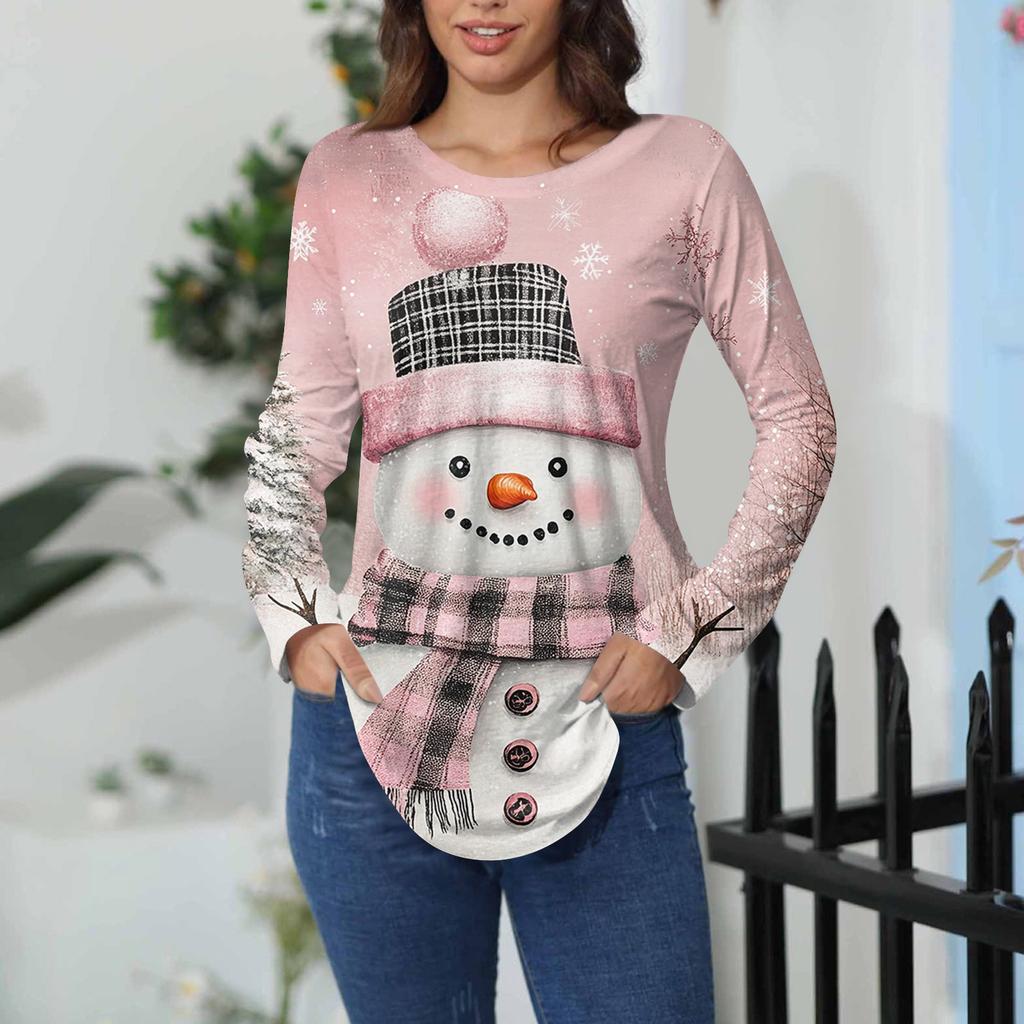 Tee Shirts For Women Fall Casual Long Sleeve Shirts Sweatshirt Vintage Graphic Printing Top Pullover Valentine's Day