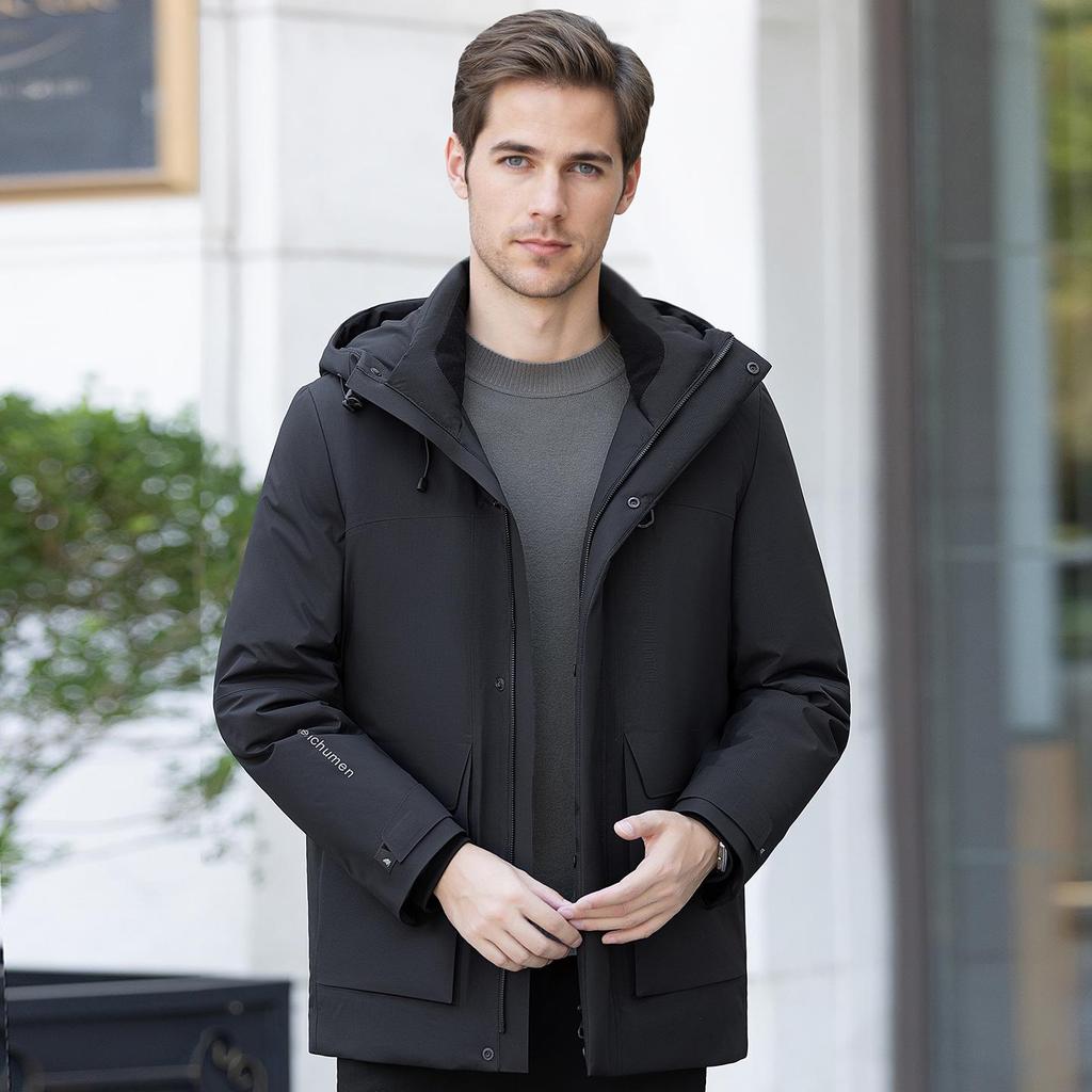Men's Hooded Winter Down Jacket - Versatile, Thick, and Warm