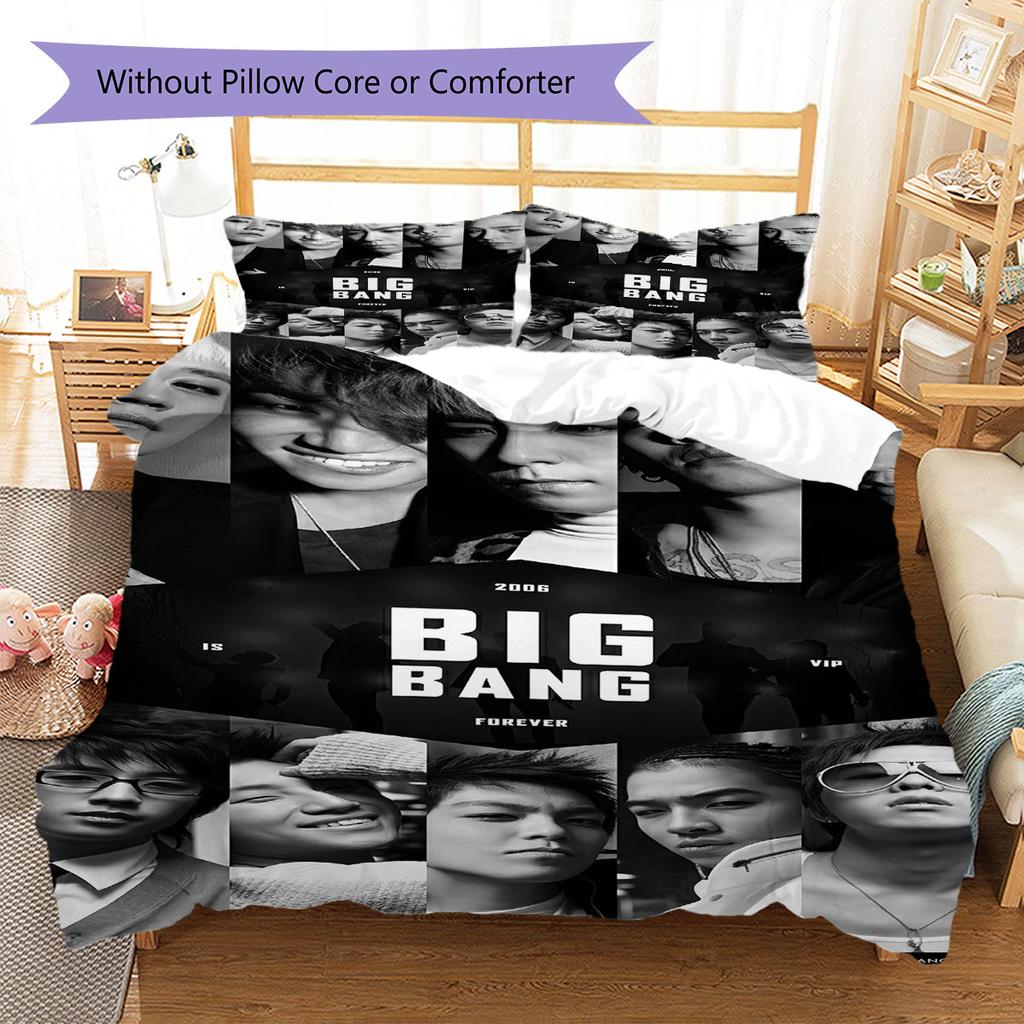 BIGBANG Pattern Bedding,Quilt Set Quilt Cover Pillowcase Home Birthday Gift(1 * Duvet Cover + 2 * Pillowcase, Without Core)