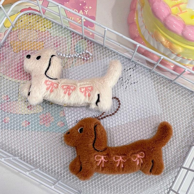 Dog Shaped Plush Bag Charm Keyring Soft Stuffed Animal Keychain Shopping Bag Charm Fashion Accessories for Everyday Use