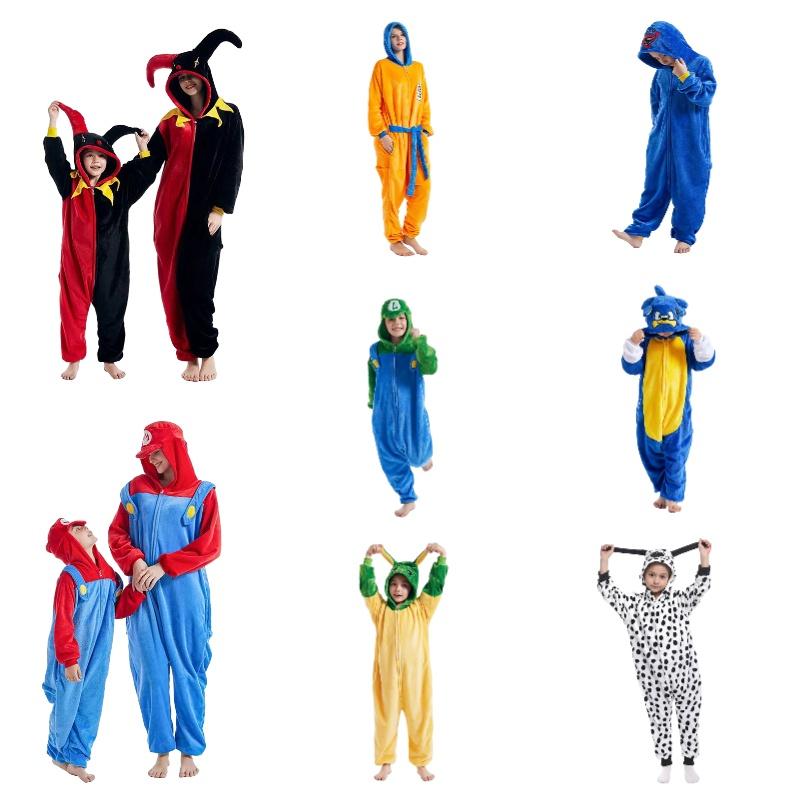 Kids' Cartoon Onesie Sleepwear Hooded And Long Sleeves