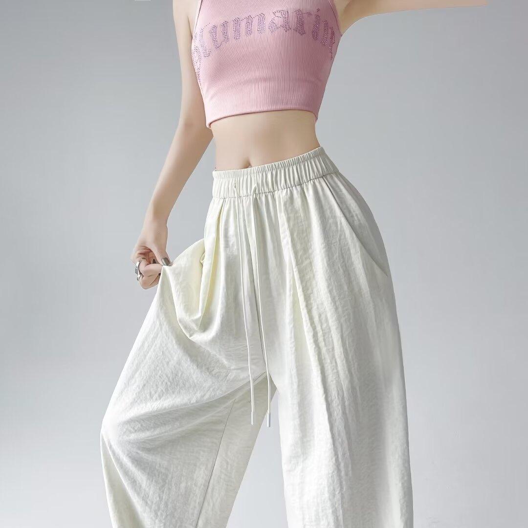 

Однотонные широкие брюки для женщин на лето, новые тонкие свободные прямые повседневные брюки Yamamoto с высокой талией 3XL белый