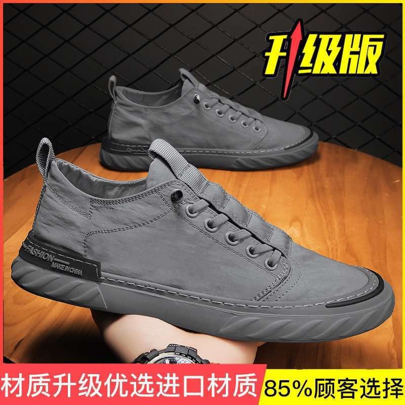 Canvas shoes men's 2025 summer men's shoes trend men's board shoes versatile casual shoes breathable deodorant ice silk cloth shoes