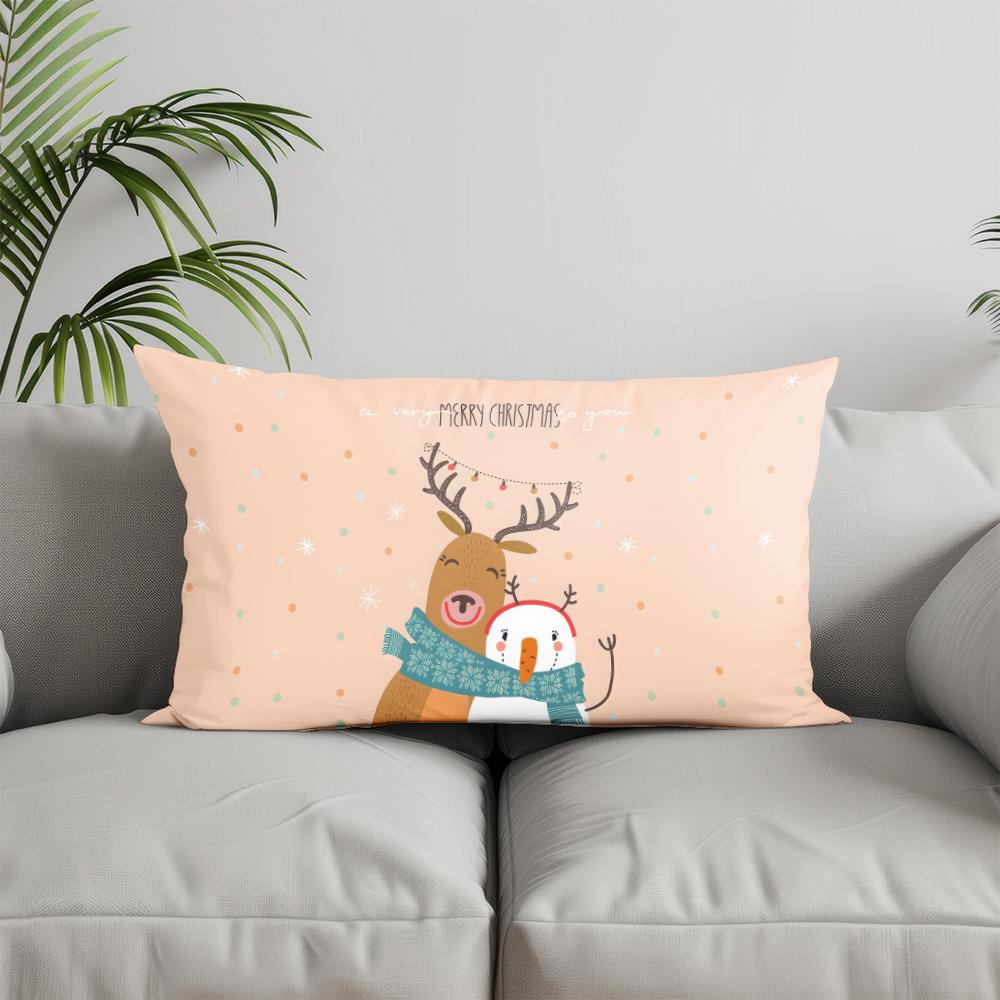 Home Decor Festive Christmas Pattern Pillow Suitable For Sofa Bedroom Car Pillow Cover Cushion Rectangular Back Cushion